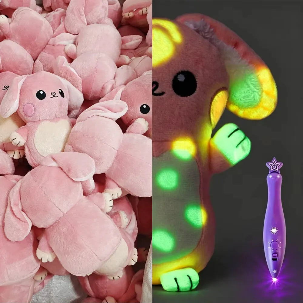 Glow-In-The-Dark Doodle Plush Doll Toy, Luminous Light Painting Plush Toy, Educational Stress Relief Toy, Birthday Gift