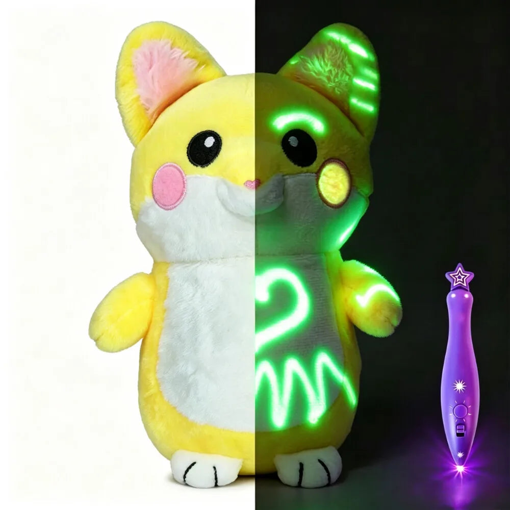 Glow-In-The-Dark Doodle Plush Doll Toy, Luminous Light Painting Plush Toy, Educational Stress Relief Toy, Birthday Gift